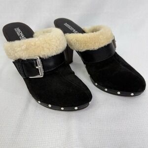 MICHAEL KORS $250 Women's Fairbanks Black High Belt Studded Clog Shoes 7.5, Y2K